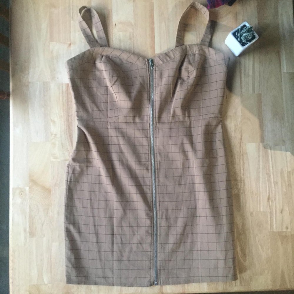 1X Forever 21 Tan Plaid Mini Dress- Never Used
